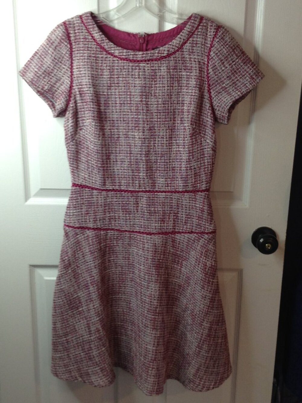 Banana Republic Tweed/Boucle Dress "8" Fit and Flair Braided piping Y2K Lined